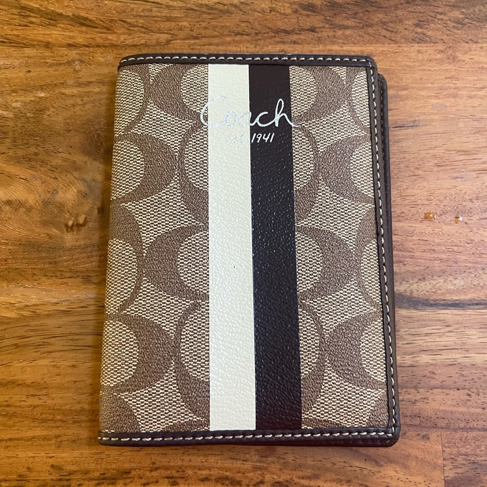 Coach Brown and Cream Passport Holder